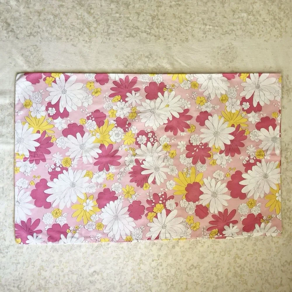 Pls Read Vtg Cannon Monticello Blossom Festival Pink 2 Pillowcases Flower Print